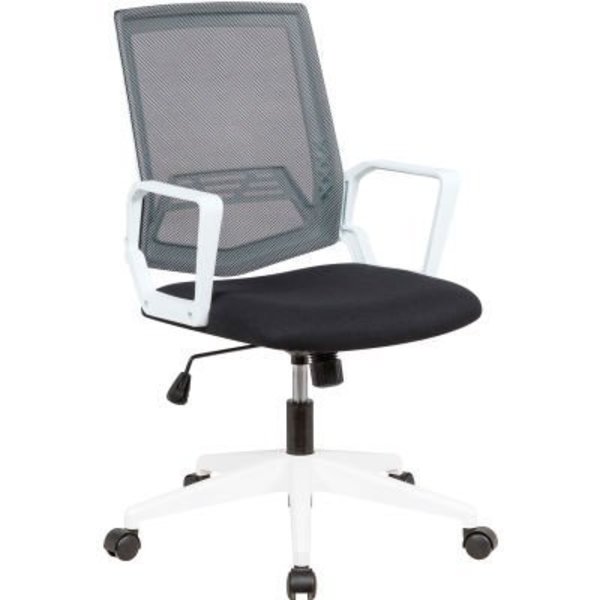 Gec Interion Mesh Task Chair w/ Fabric Seat, Black w/ White Frame HX-1501
